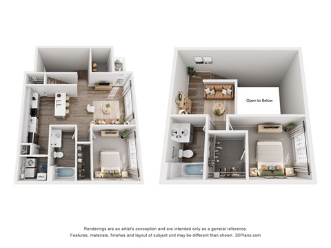 Floor plan for 2 beds, 2 baths, 1385 sqft